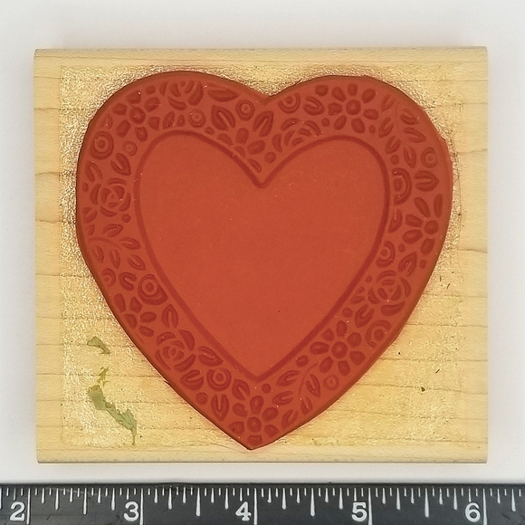 Stampin' Up! Retro 2002 Four Piece "Hearts & Posies" Wooden Rubber Stamps Set - Picture 4 of 7